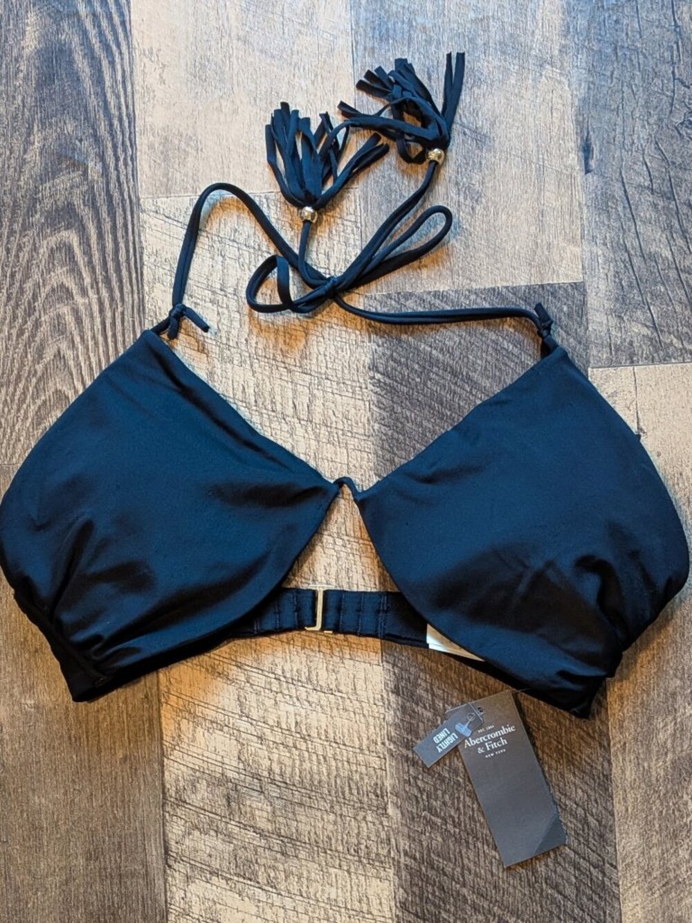 Abercrombie & Fitch Swim Halter Triangle Bikini Top Black Medium